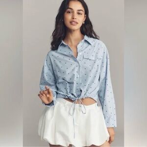 Maeve Light Blue Polka Dot Button-Down Shirt
